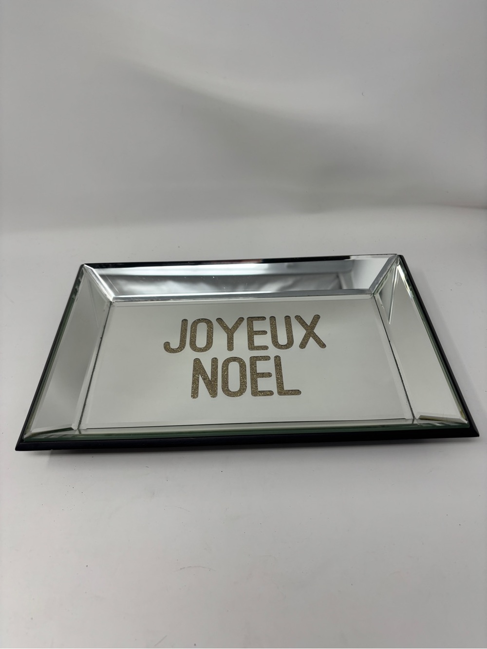 Joyeux Noel Mirrored Decorative Vanity Tray Christmas Holiday